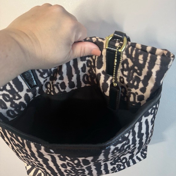 COACH Ocelot Leopard Animal Print Canvas Tote Bag Handbag Purse Tan Brown - Picture 4 of 10